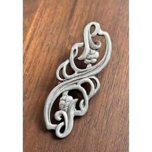 Vintage Seagull Pewter Brooch Pin Grapevine Scroll Canada Signed Jewelry
